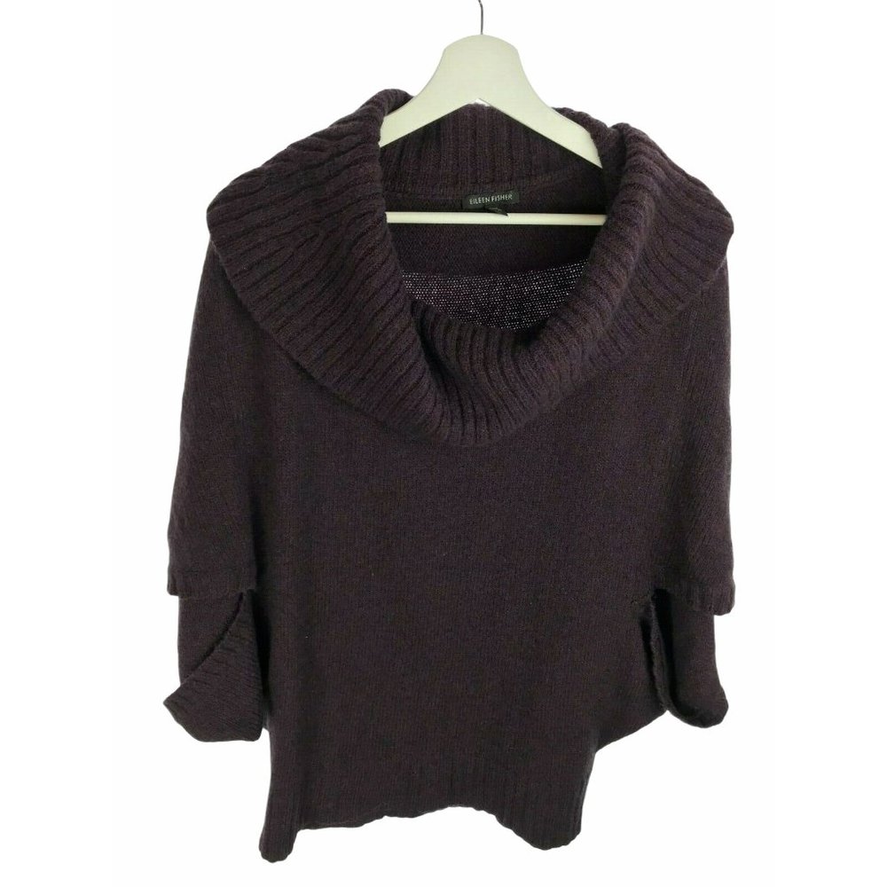 Eileen Fisher Turtleneck Cowl Neck Cape Sweater M
